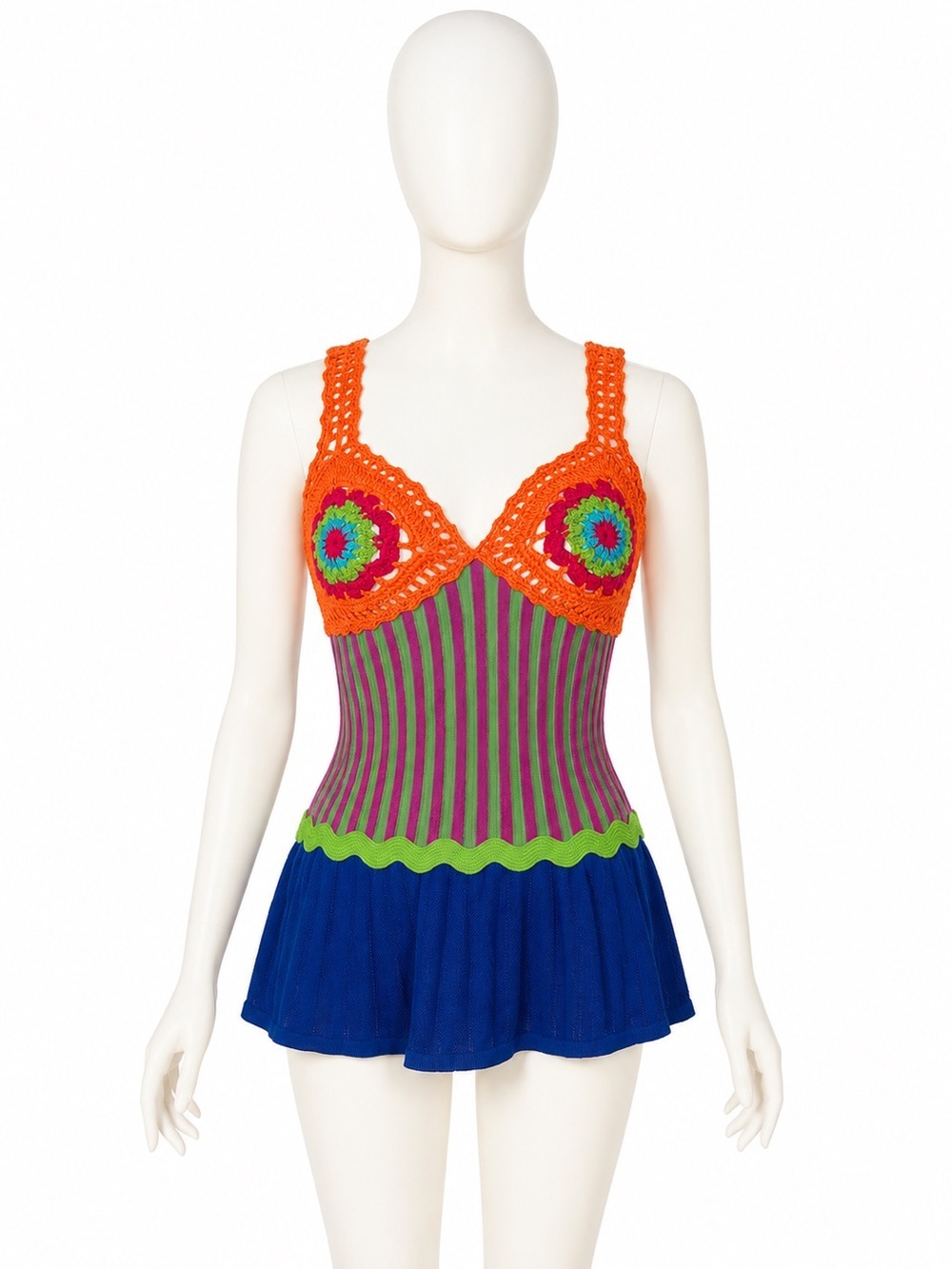 Moschino Couture Resort 2017 Runway Multicolor Crochet Knit Top NWT